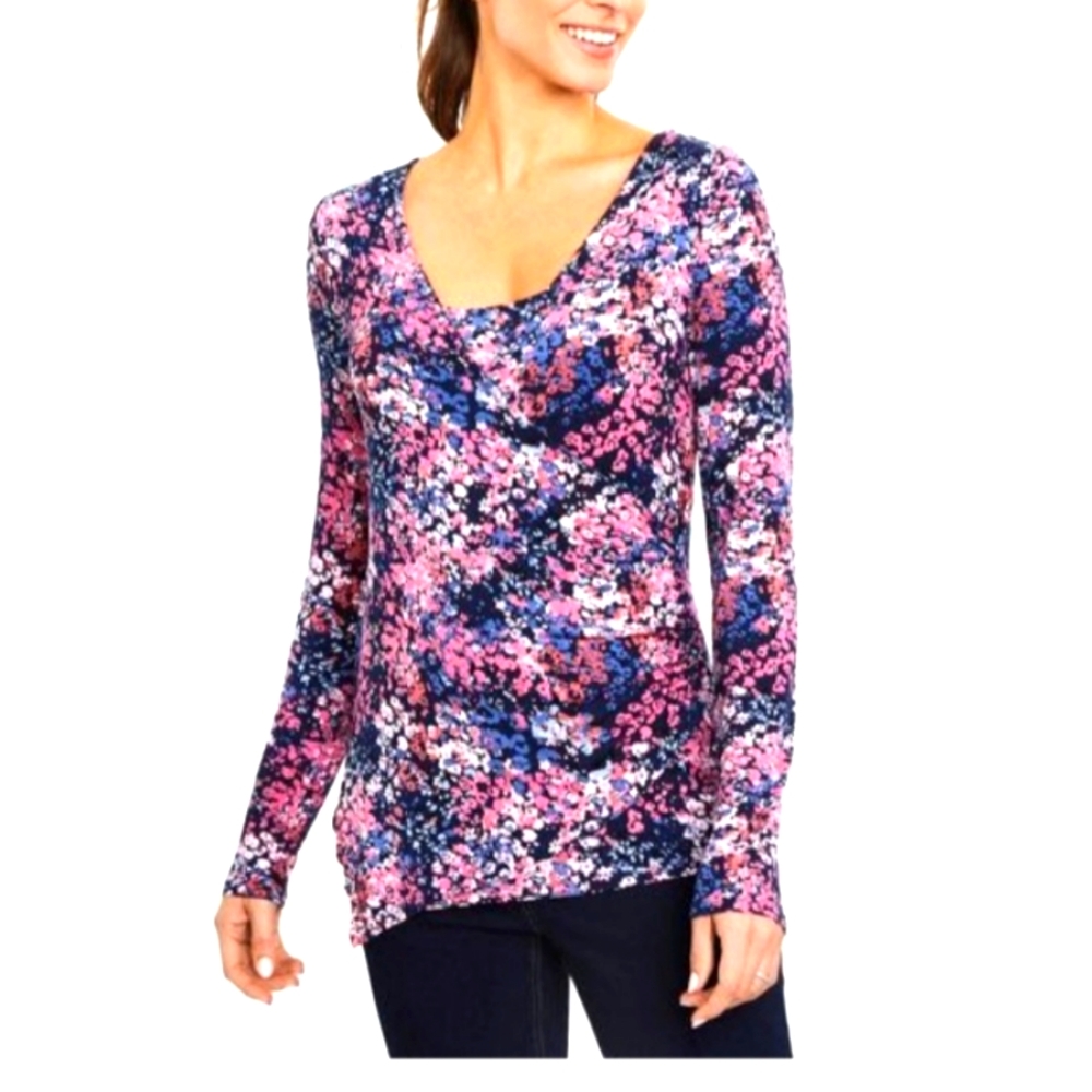 Motherhood Maternity pullover faux wrap nursing top size S